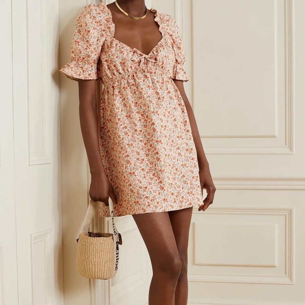 Reformation Channa Linen Dress Size Small in Floral Print